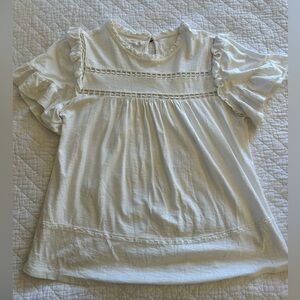 Maurice’s white blouse with cute cut out details and ruffles